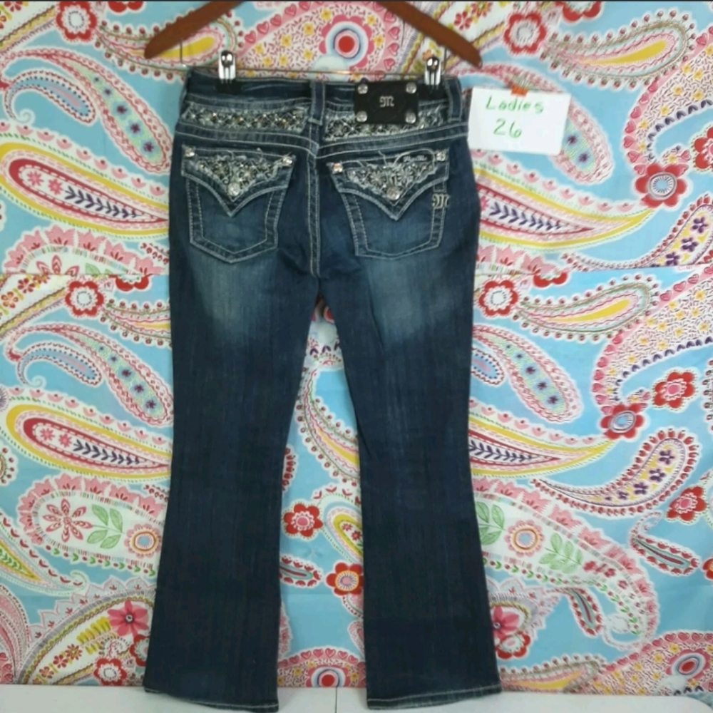 Miss Me Signature Boot Cut Denim Blue Jeans Sz 26